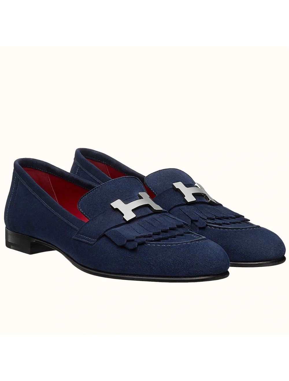 Hermes Royal Loafers In Blue Suede Leather