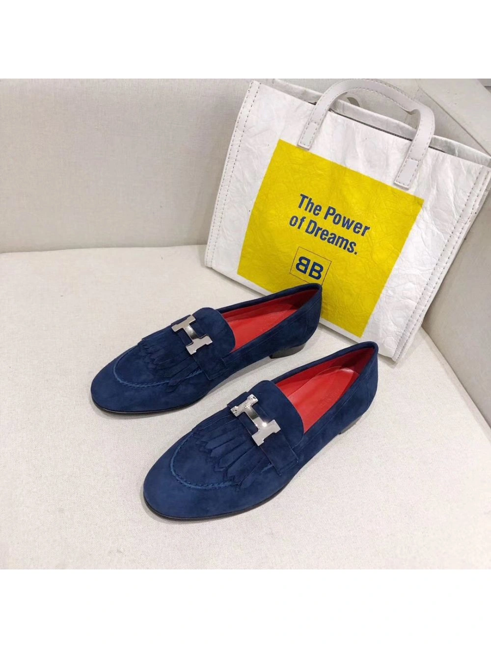 Hermes Royal Loafers In Blue Suede Leather