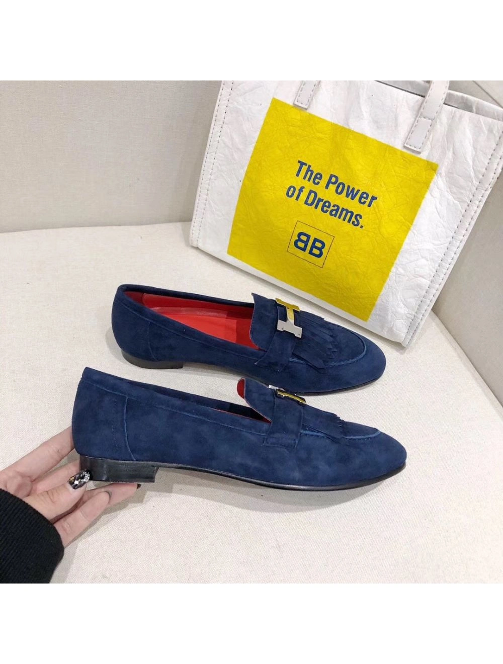 Hermes Royal Loafers In Blue Suede Leather