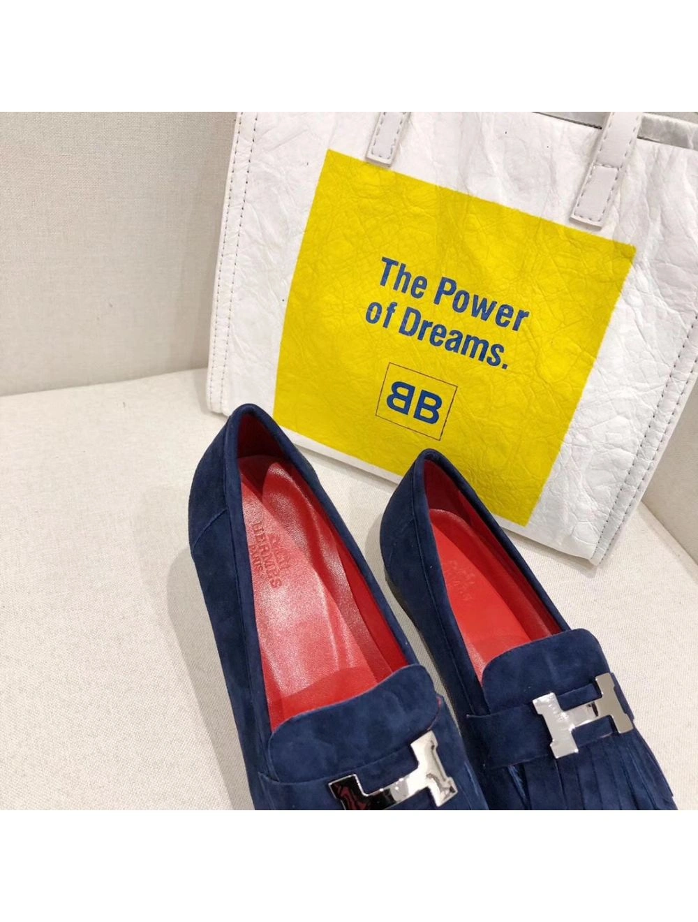 Hermes Royal Loafers In Blue Suede Leather