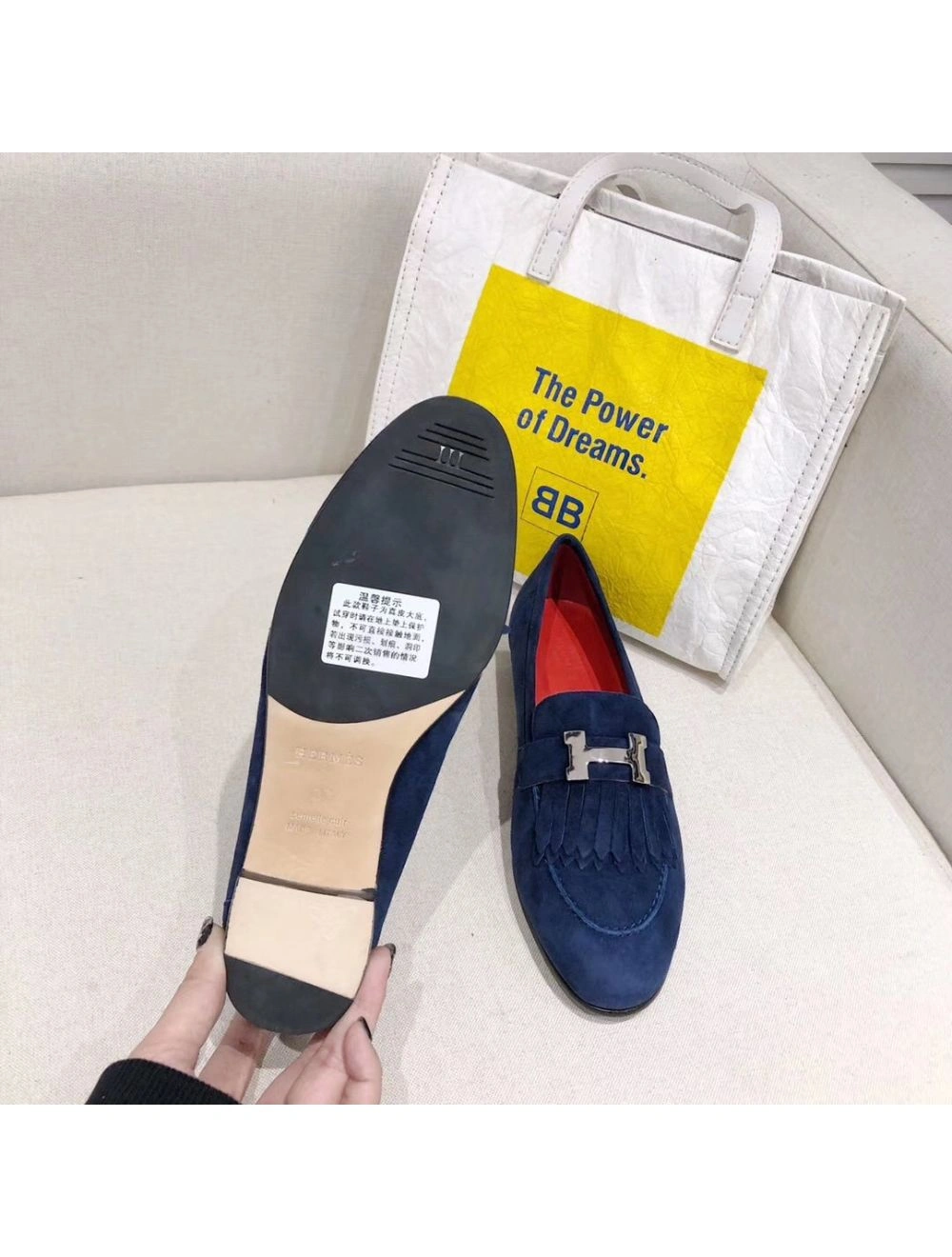 Hermes Royal Loafers In Blue Suede Leather