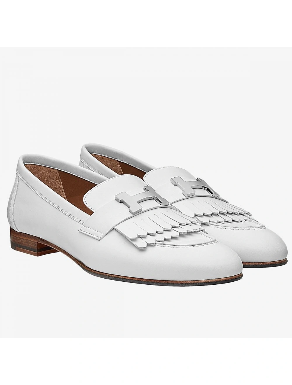 Hermes Royal Loafers In White Calfksin