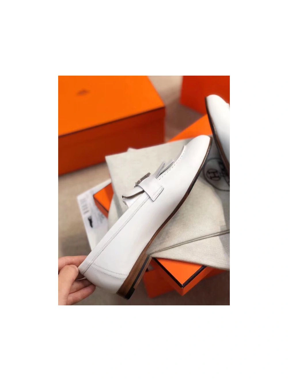 Hermes Royal Loafers In White Calfksin