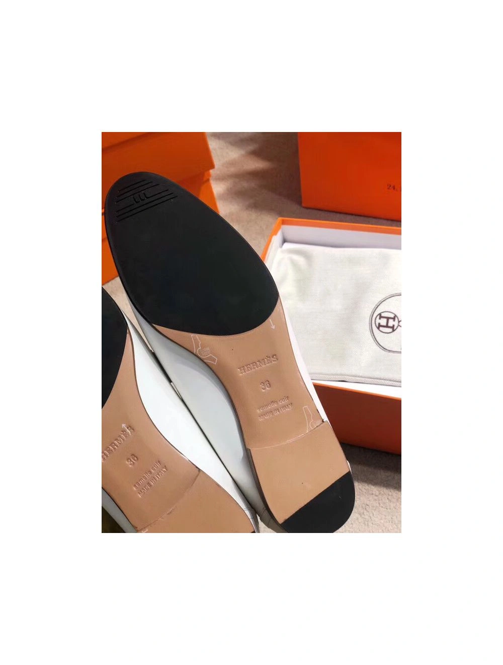 Hermes Royal Loafers In White Calfksin