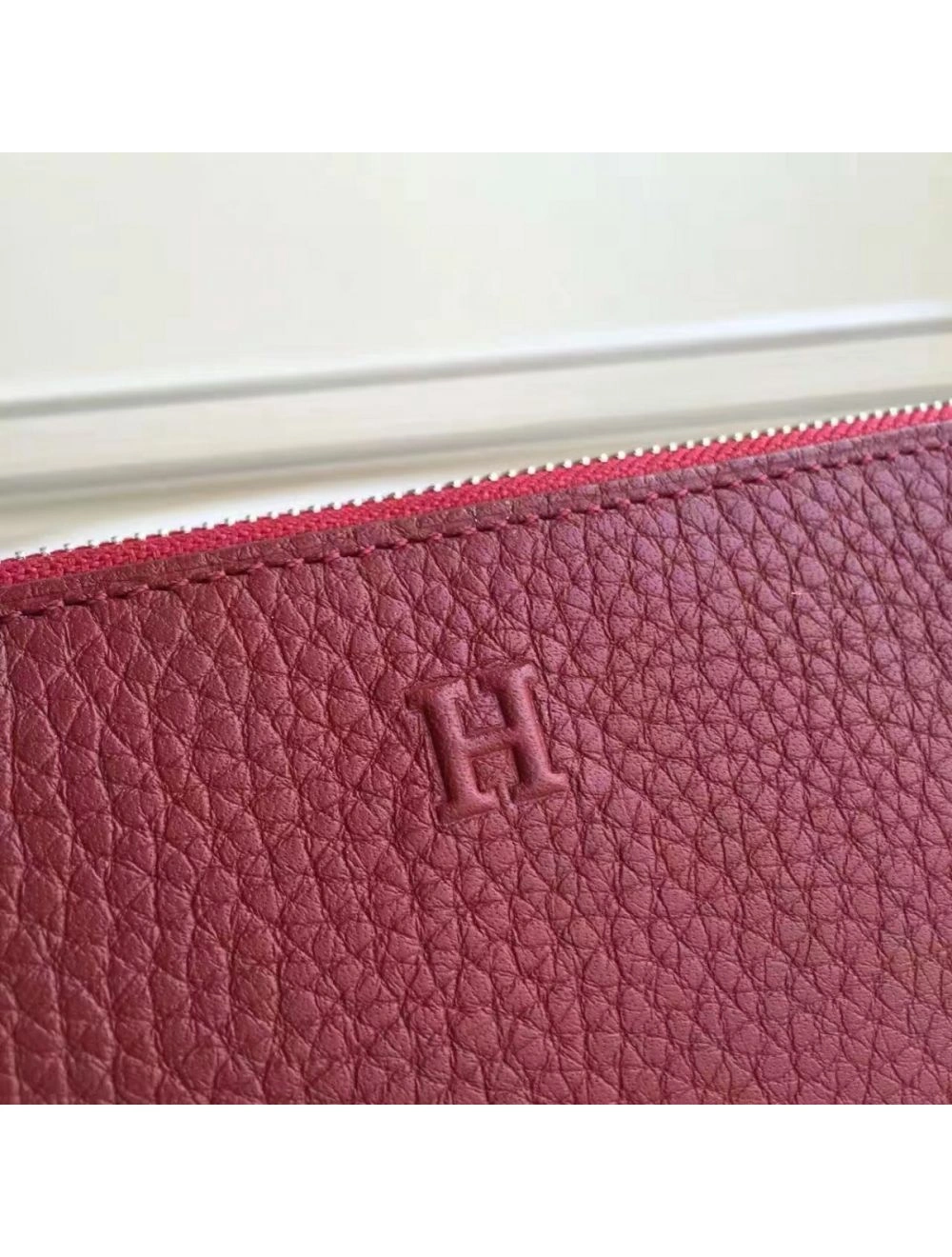 Hermes Ruby Clemence Azap Zipped Wallet