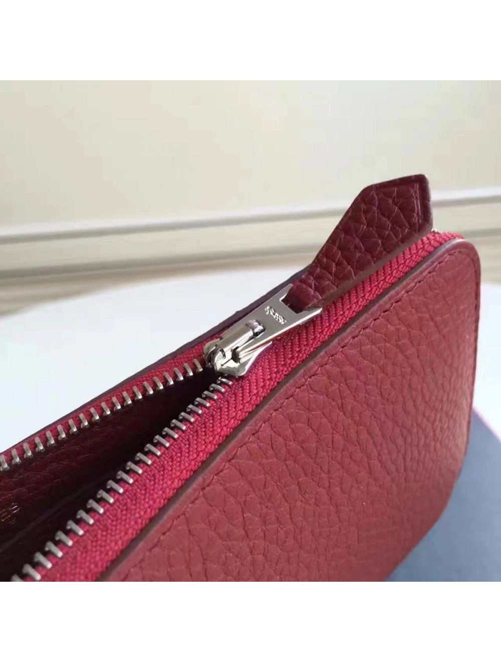 Hermes Ruby Clemence Azap Zipped Wallet