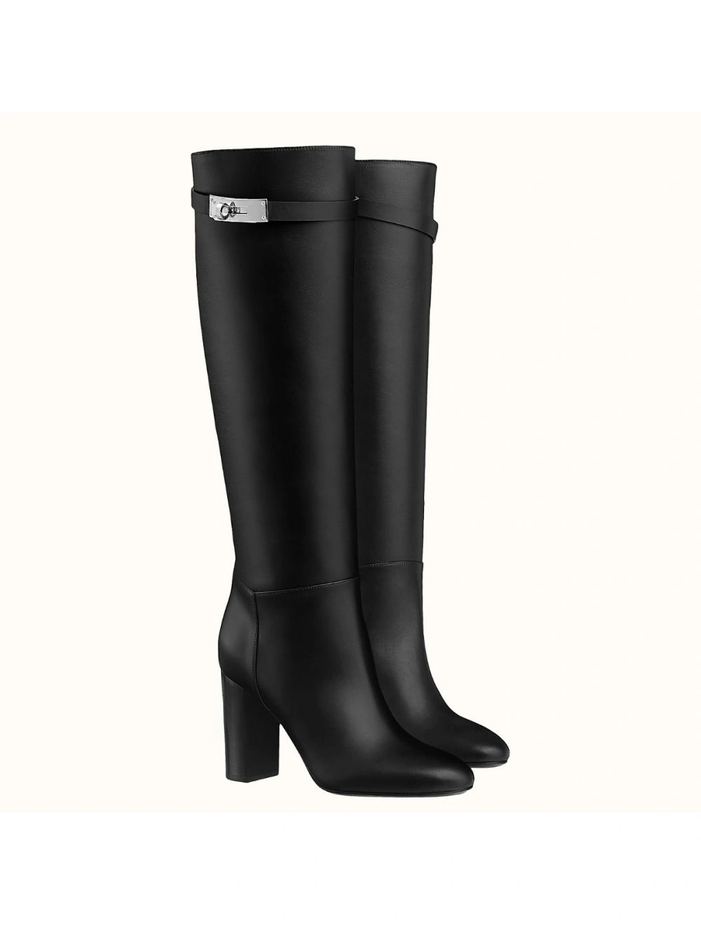 Hermes Story Boots In Black Calfskin Leather