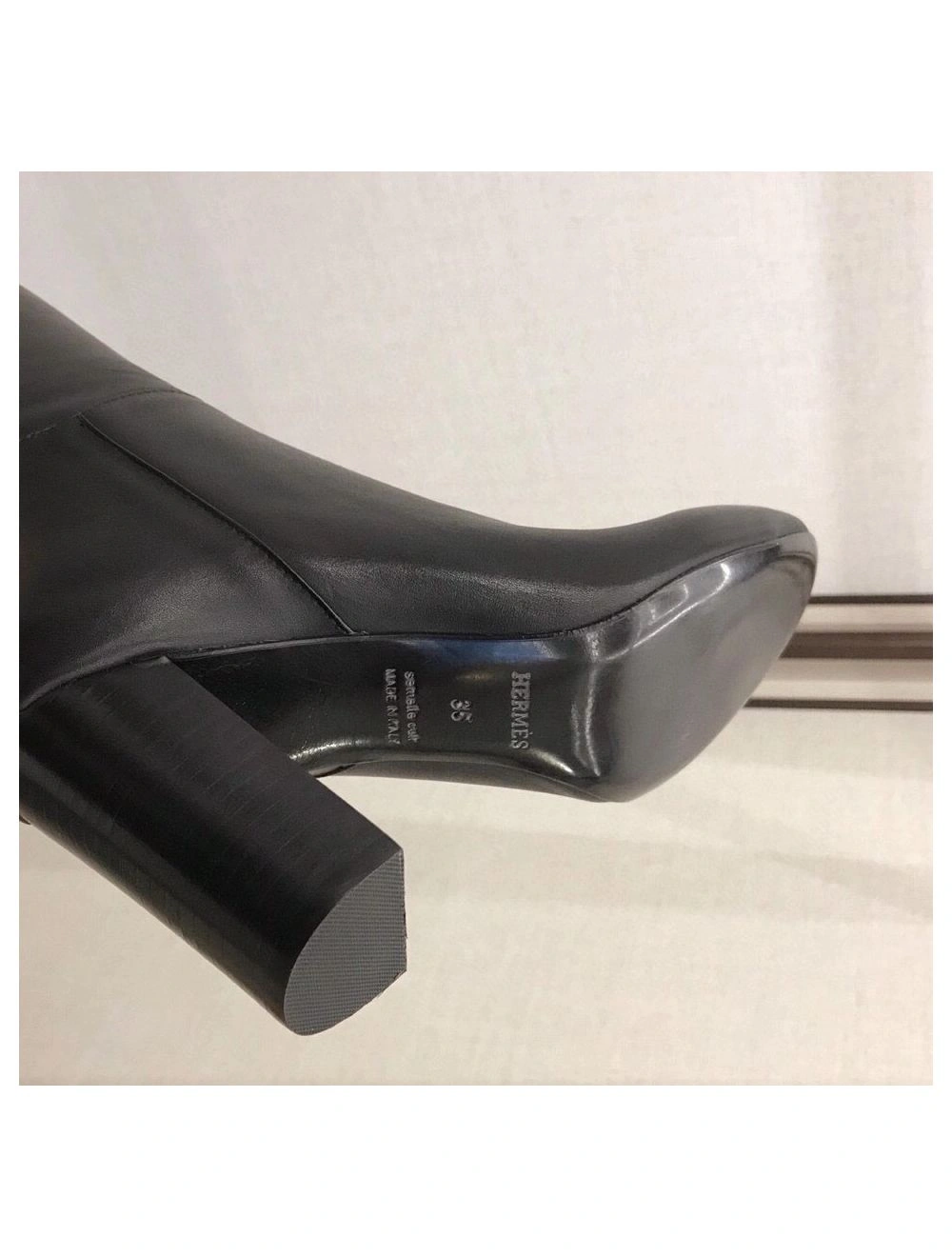 Hermes Story Boots In Black Calfskin Leather