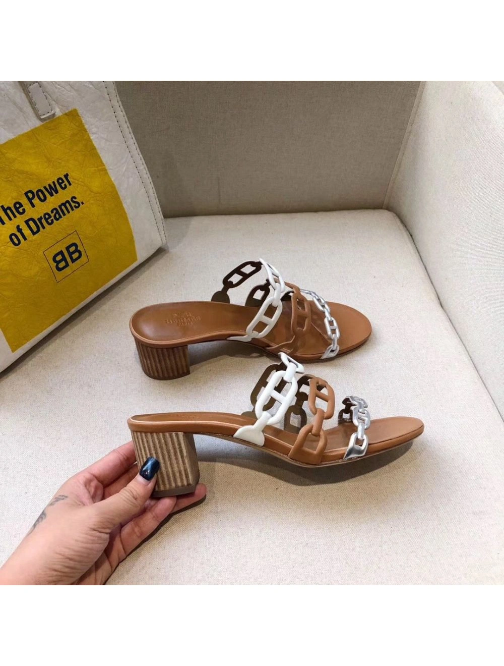 Hermes Tandem Sandals In Multicolour Lambskin