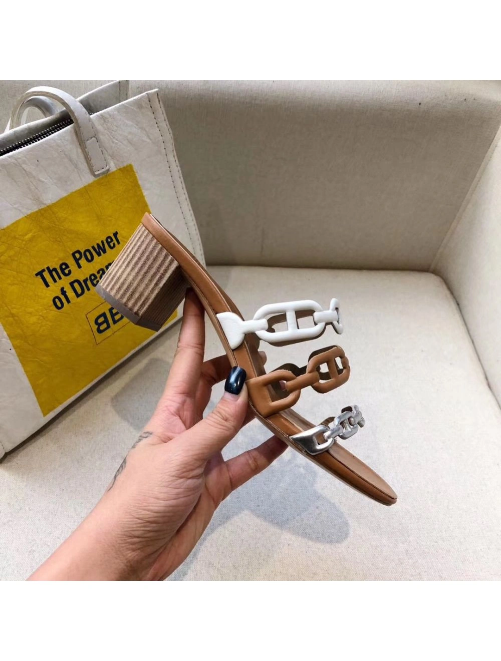 Hermes Tandem Sandals In Multicolour Lambskin