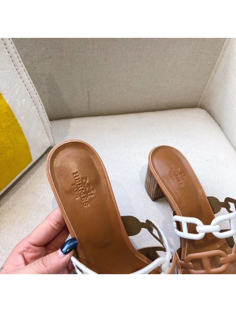 Hermes Tandem Sandals In Multicolour Lambskin