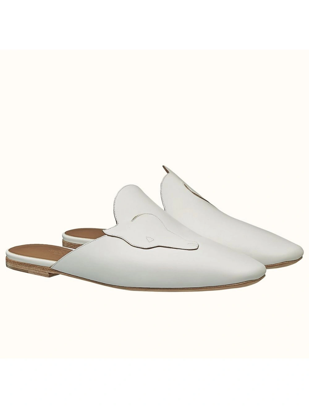 Hermes Tangeria Mules In White Calfskin