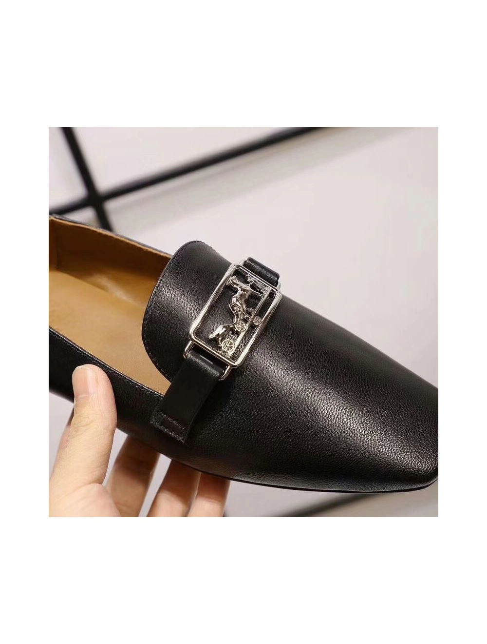 Hermes Time Loafers In Black Goatskin