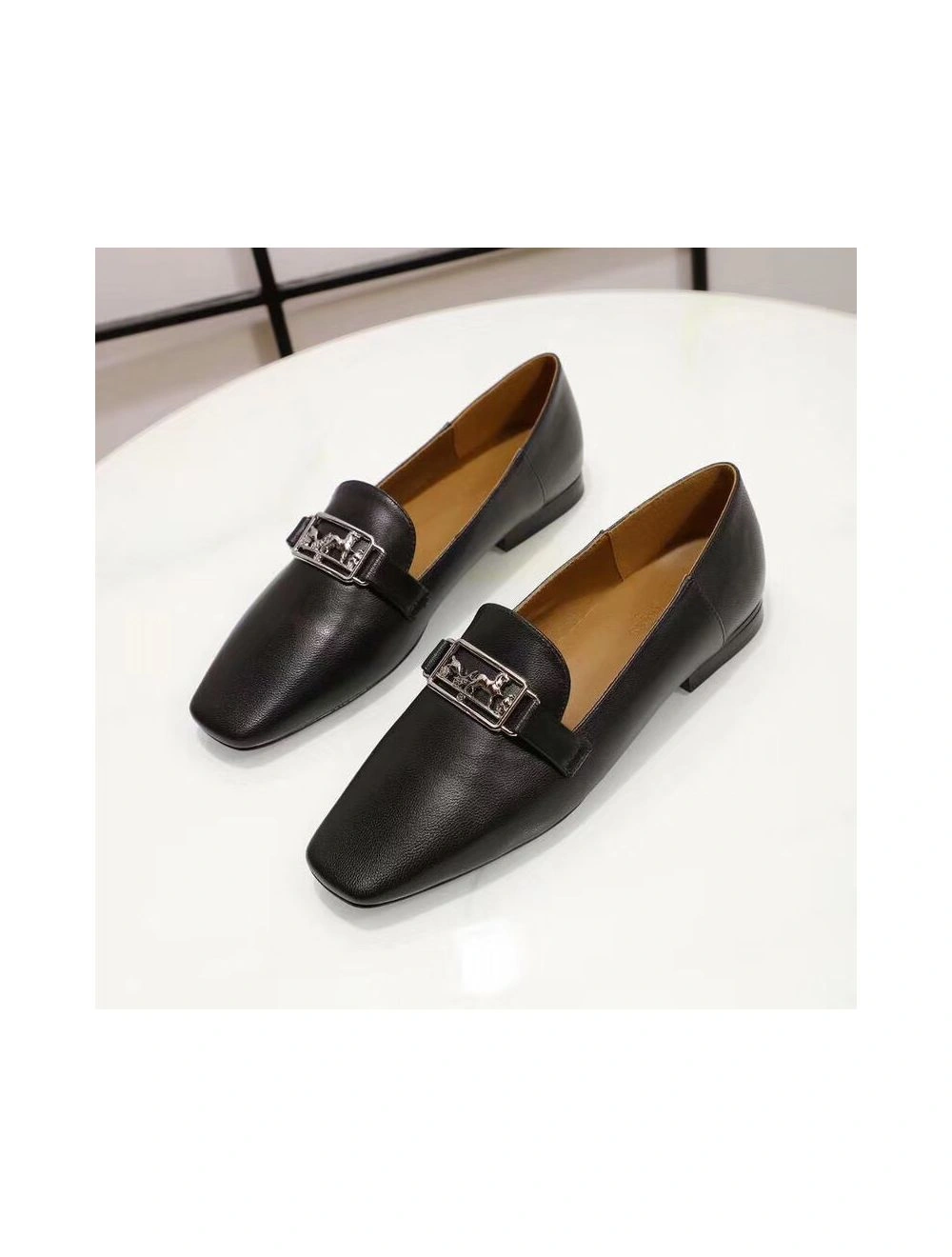 Hermes Time Loafers In Black Goatskin