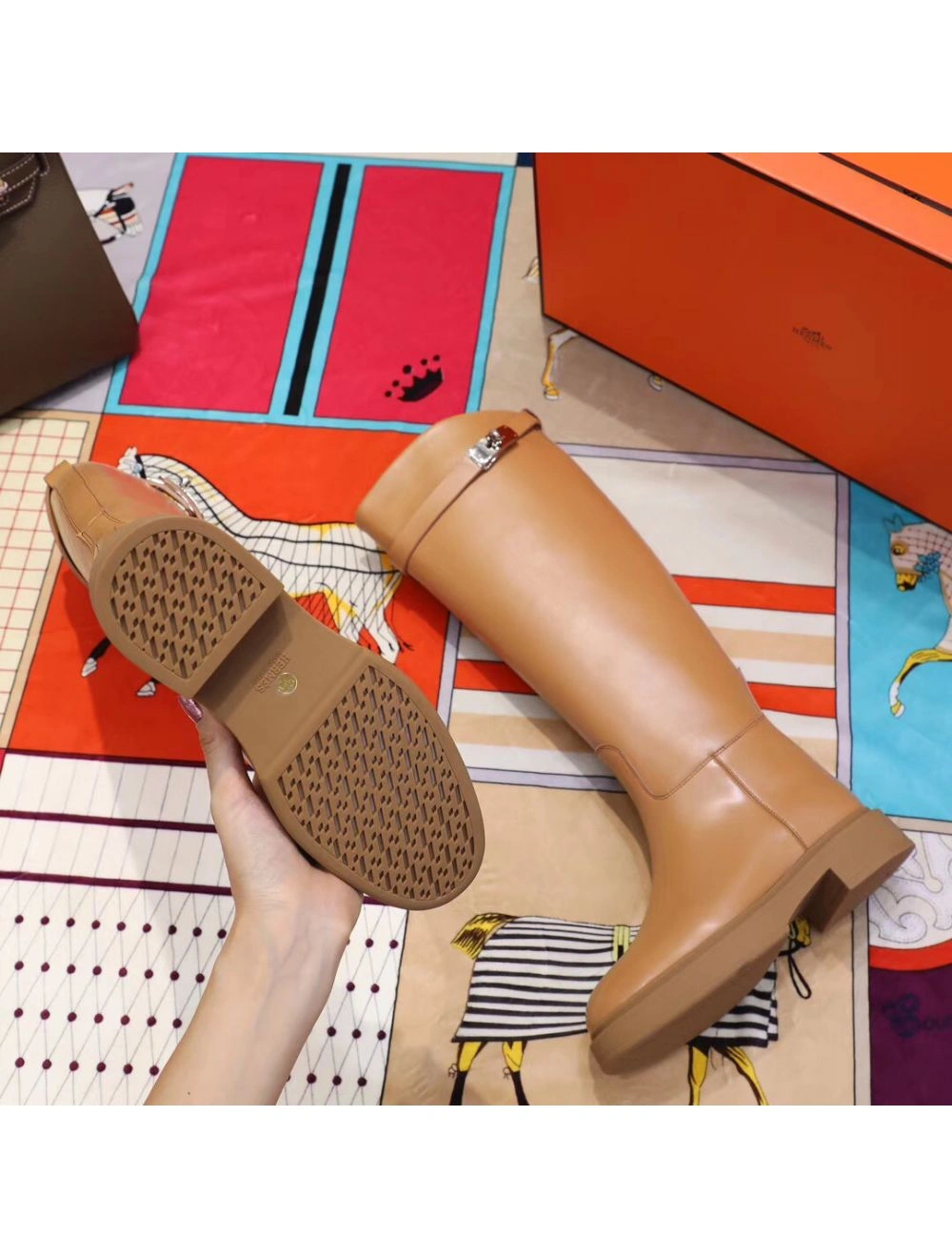 Hermes Variation Boots In Brown Calfskin