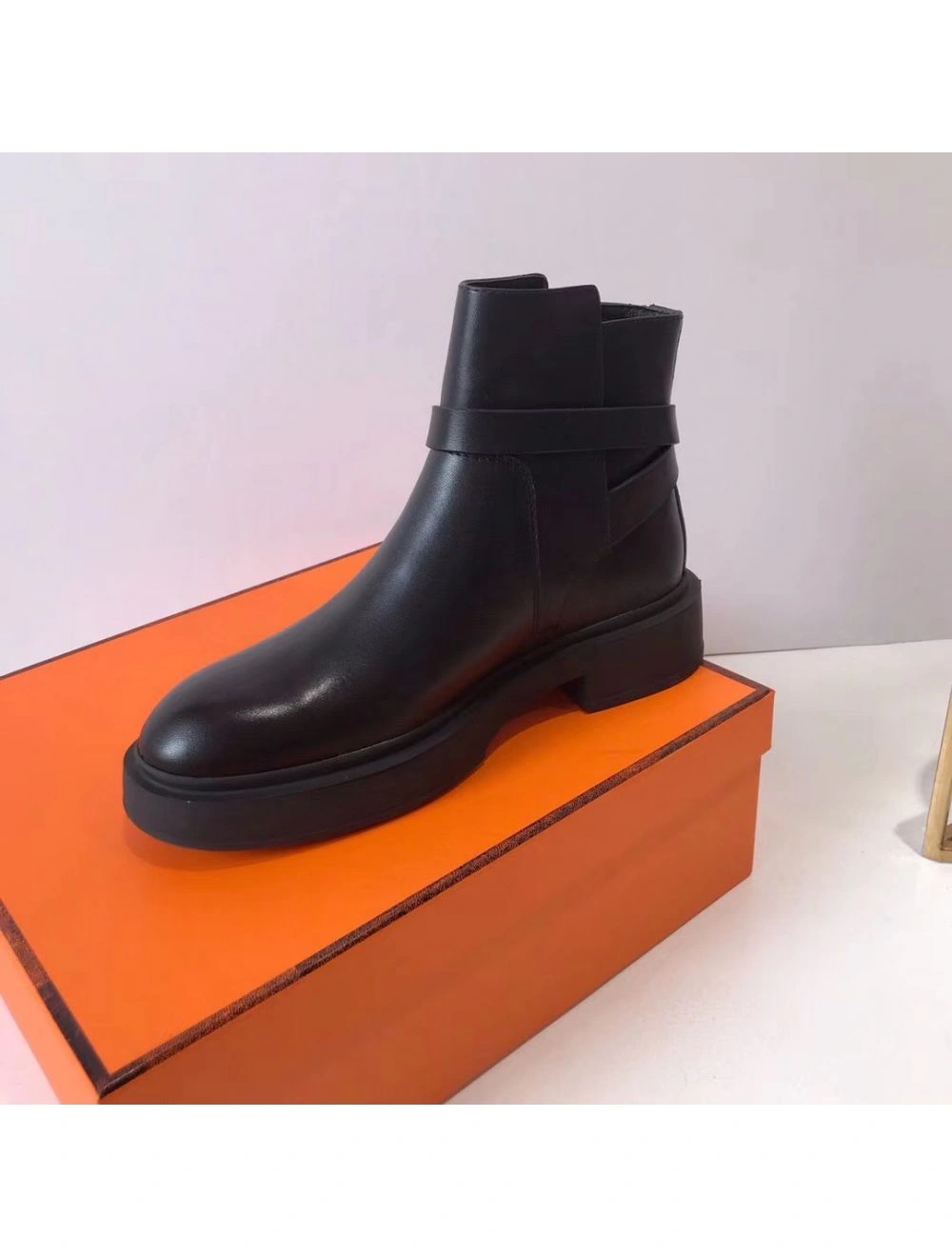 Hermes Veo Ankle Boots In Black Calfskin