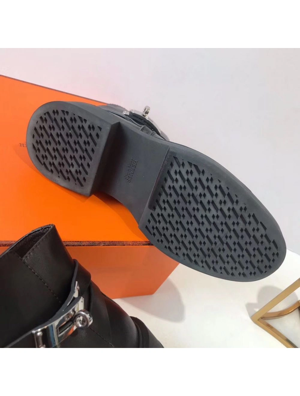 Hermes Veo Ankle Boots In Black Calfskin