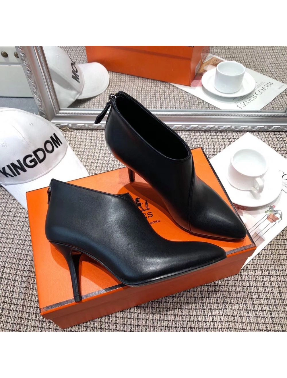 Hermes Virginia Ankle Boot In Black Leather