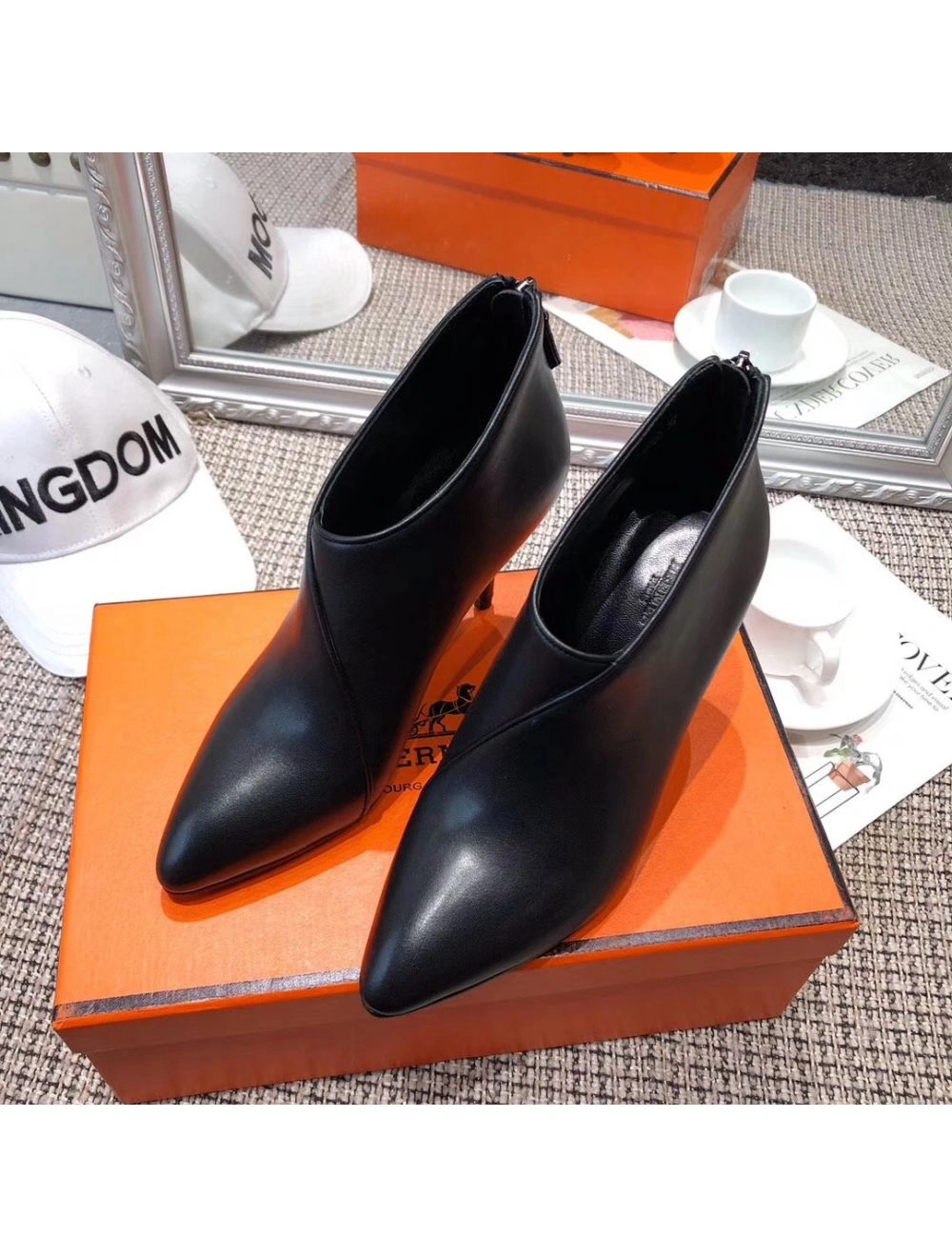 Hermes Virginia Ankle Boot In Black Leather