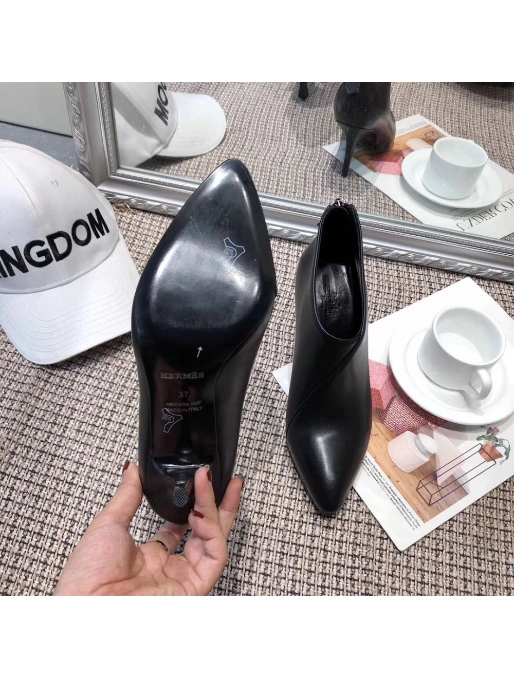 Hermes Virginia Ankle Boot In Black Leather