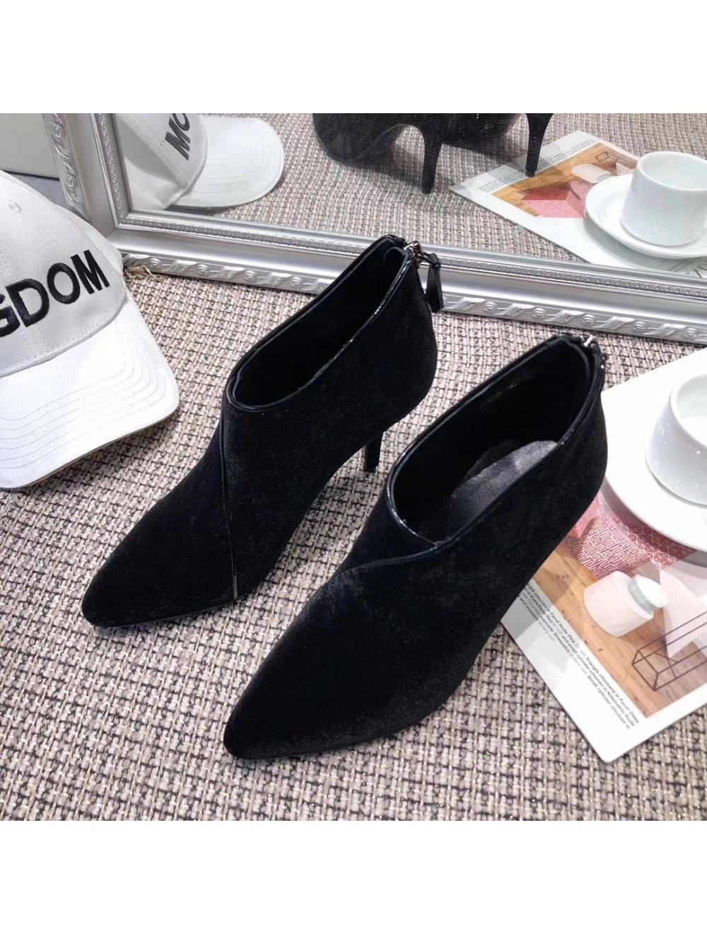 Hermes Virginia Ankle Boots In Black Velvet