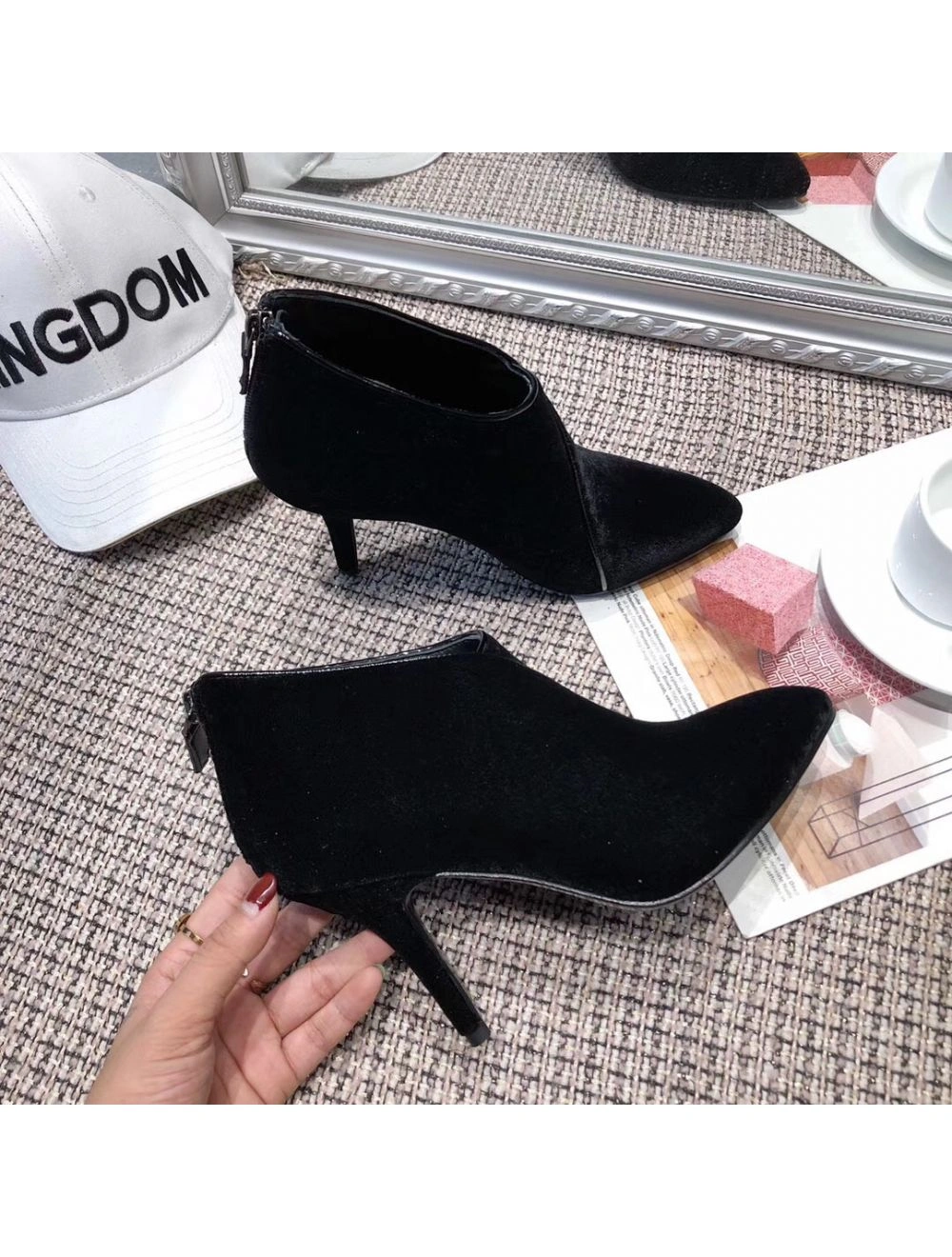 Hermes Virginia Ankle Boots In Black Velvet