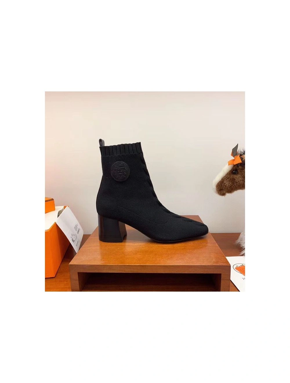 Hermes Volver 60 Ankle Boot In Black Knit