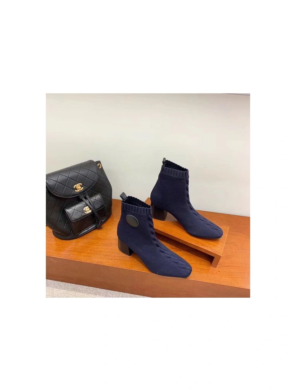 Hermes Volver 60 Ankle Boot In Blue Knit