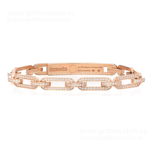 Hermes Women Kelly Chaine Bracelet With Diamonds Silver Rose Gold Yellow Gold Replica
