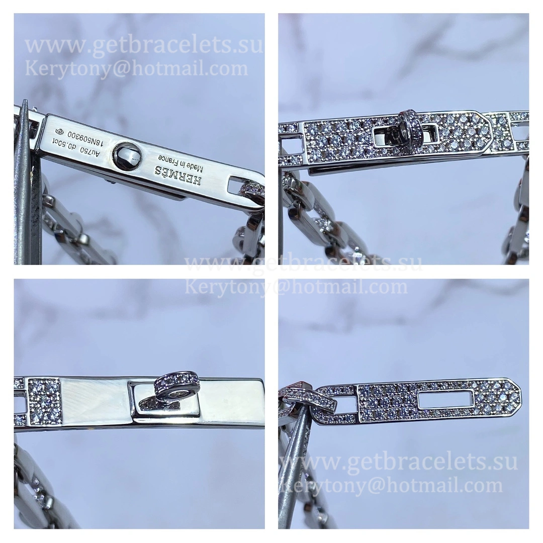 Hermes Women Kelly Chaine Bracelet With Diamonds Silver Rose Gold Yellow Gold Replica