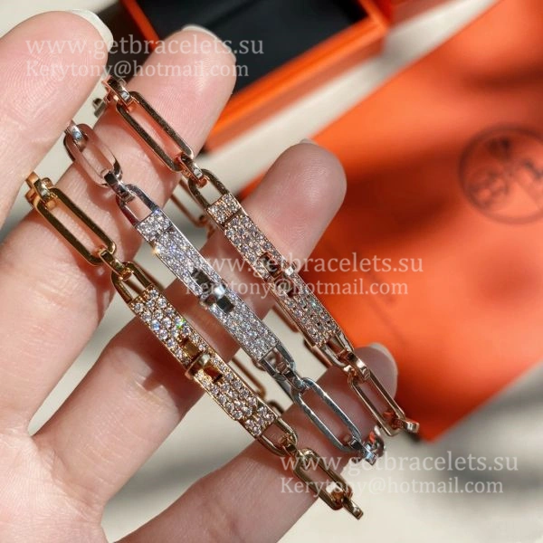 Hermes Women Kelly Chaine Bracelet With Diamonds Silver Yellow Gold Rose Gold Hot Selling Jewellery Online