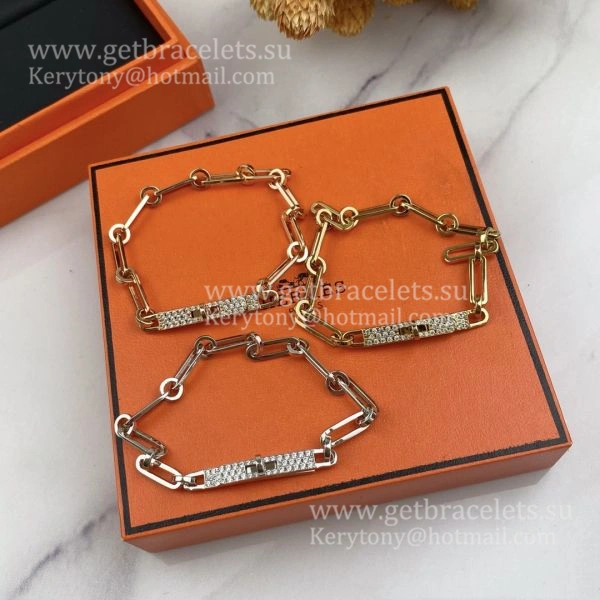 Hermes Women Kelly Chaine Bracelet With Diamonds Silver Yellow Gold Rose Gold Hot Selling Jewellery Online