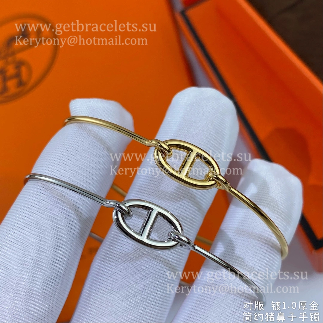 Hermes Women Ronde Bracelet Silver Rose Gold Yellow Gold Timeless Style