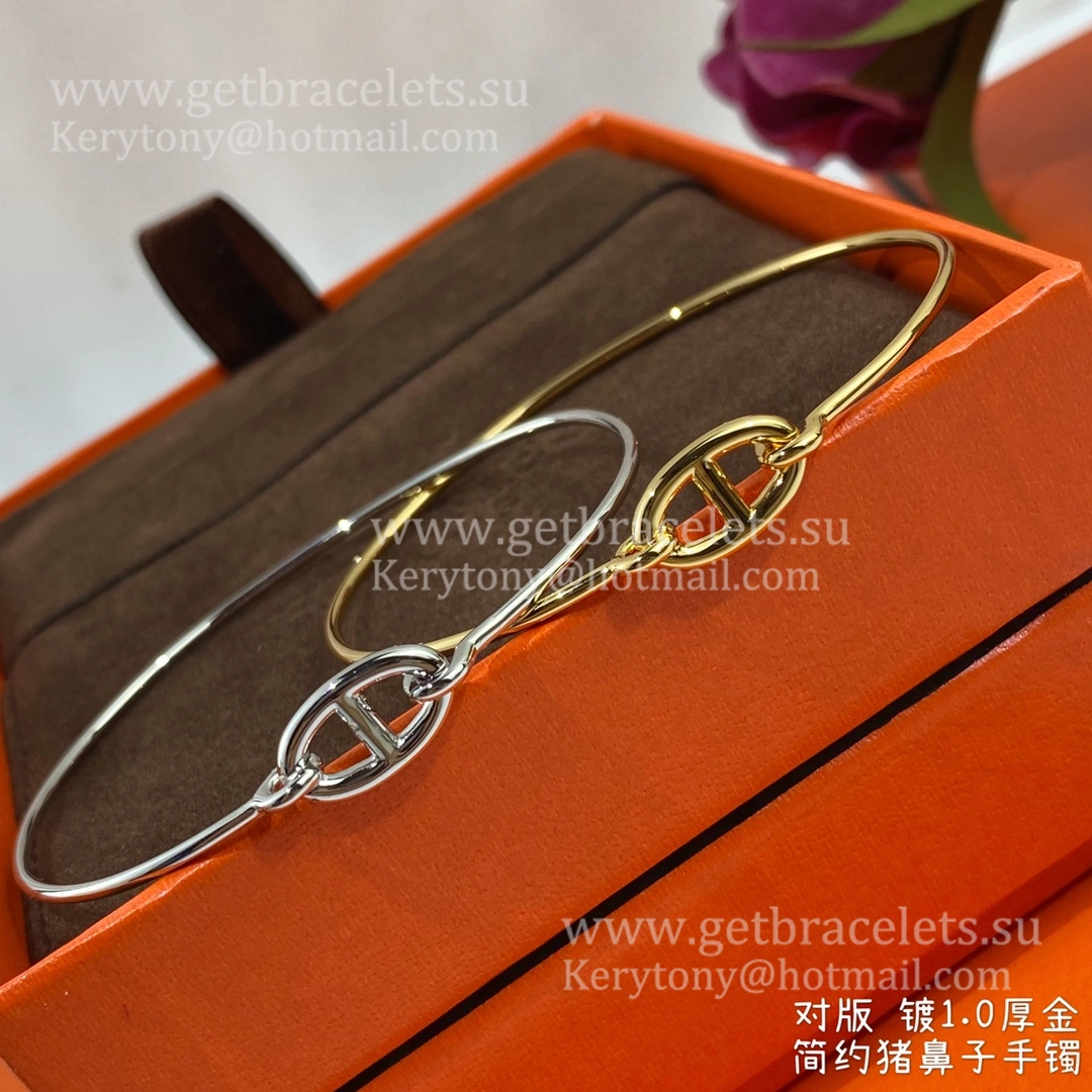 Hermes Women Ronde Bracelet Silver Rose Gold Yellow Gold Timeless Style