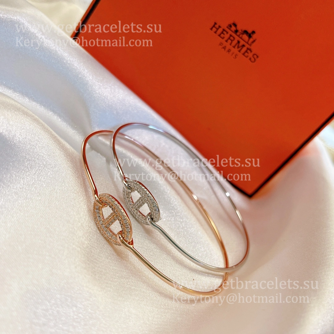Hermes Women Ronde Bracelet With Diamonds Silver Rose Gold Yellow Gold Most Classic