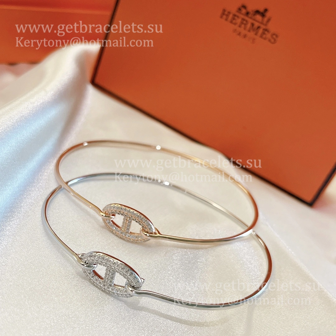 Hermes Women Ronde Bracelet With Diamonds Silver Rose Gold Yellow Gold Most Classic