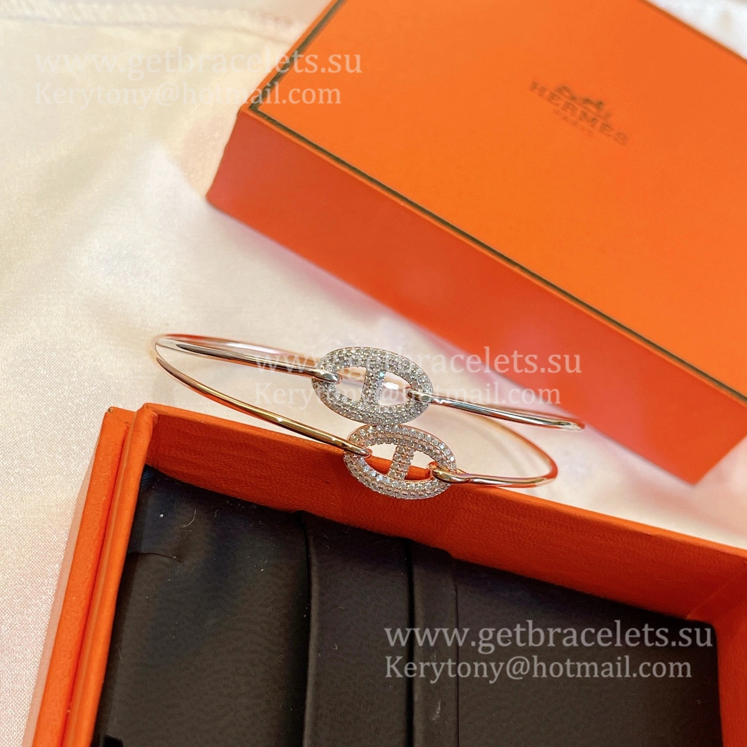 Hermes Women Ronde Bracelet With Diamonds Silver Rose Gold Yellow Gold Most Classic