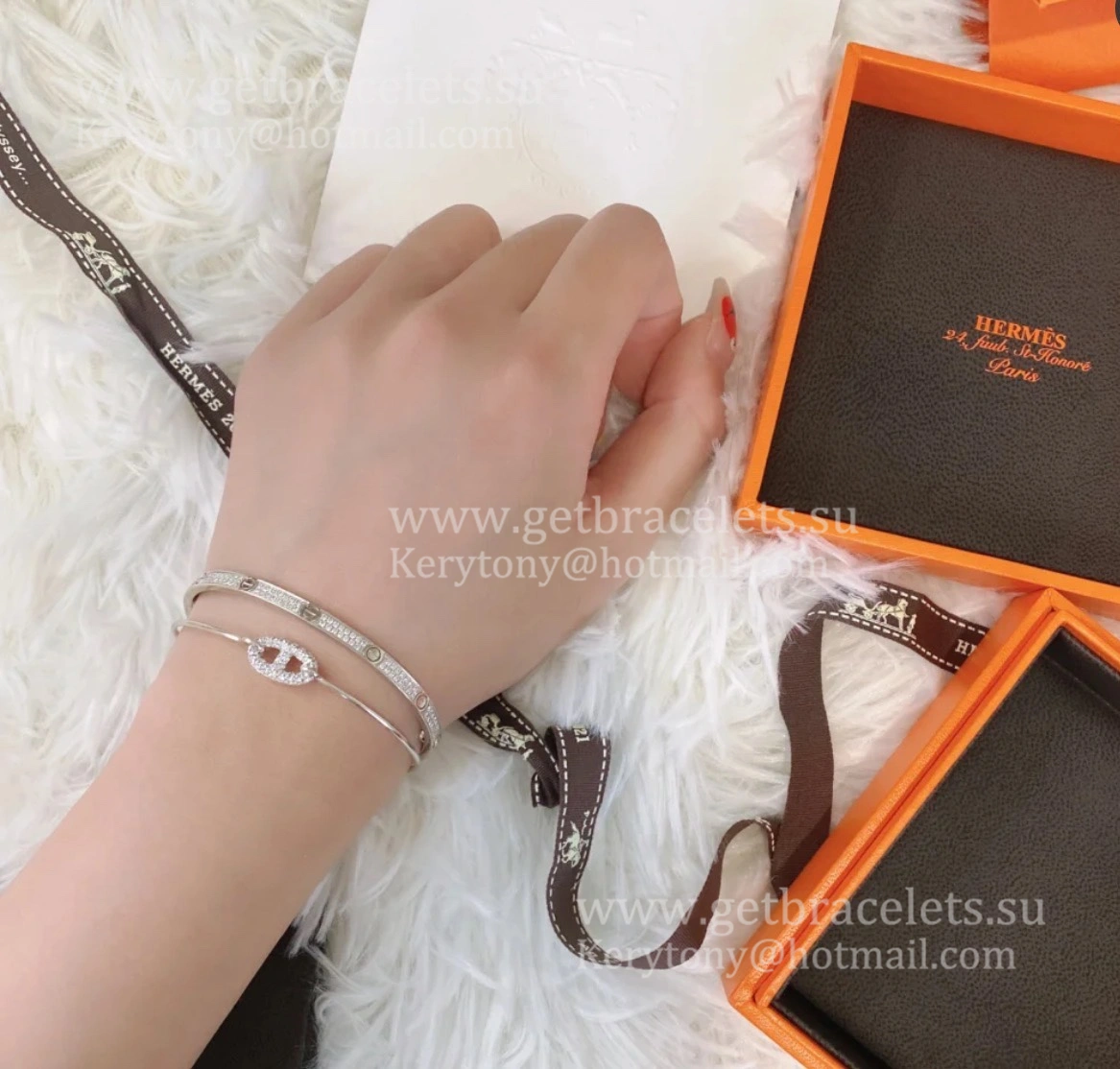 Hermes Women Ronde Bracelet With Diamonds Silver Rose Gold Yellow Gold Most Classic