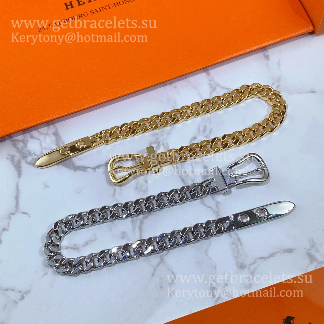 Hermes Womens Boucle Sellier Bracelet Silver Rose Gold UK Sale