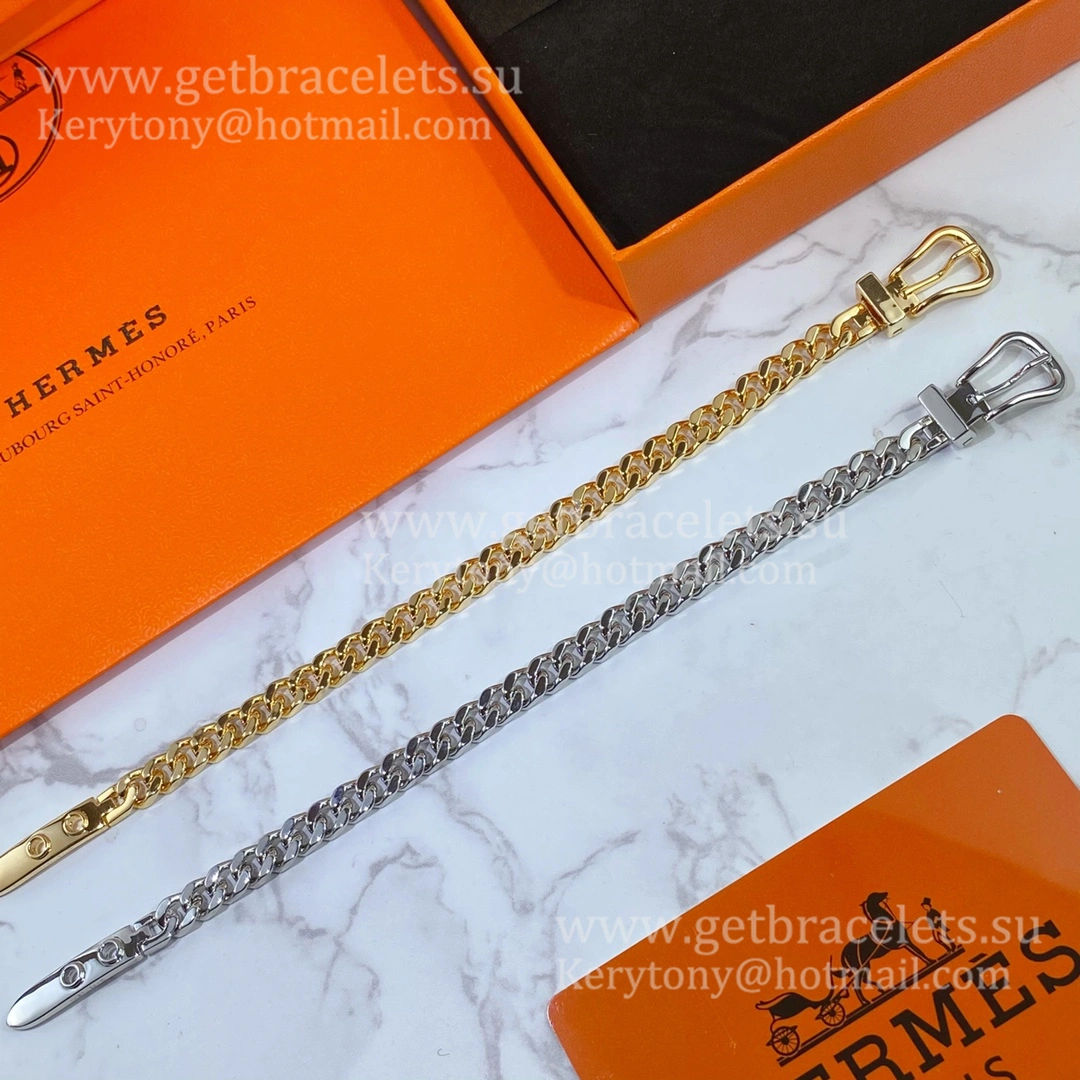 Hermes Womens Boucle Sellier Bracelet Silver Rose Gold UK Sale