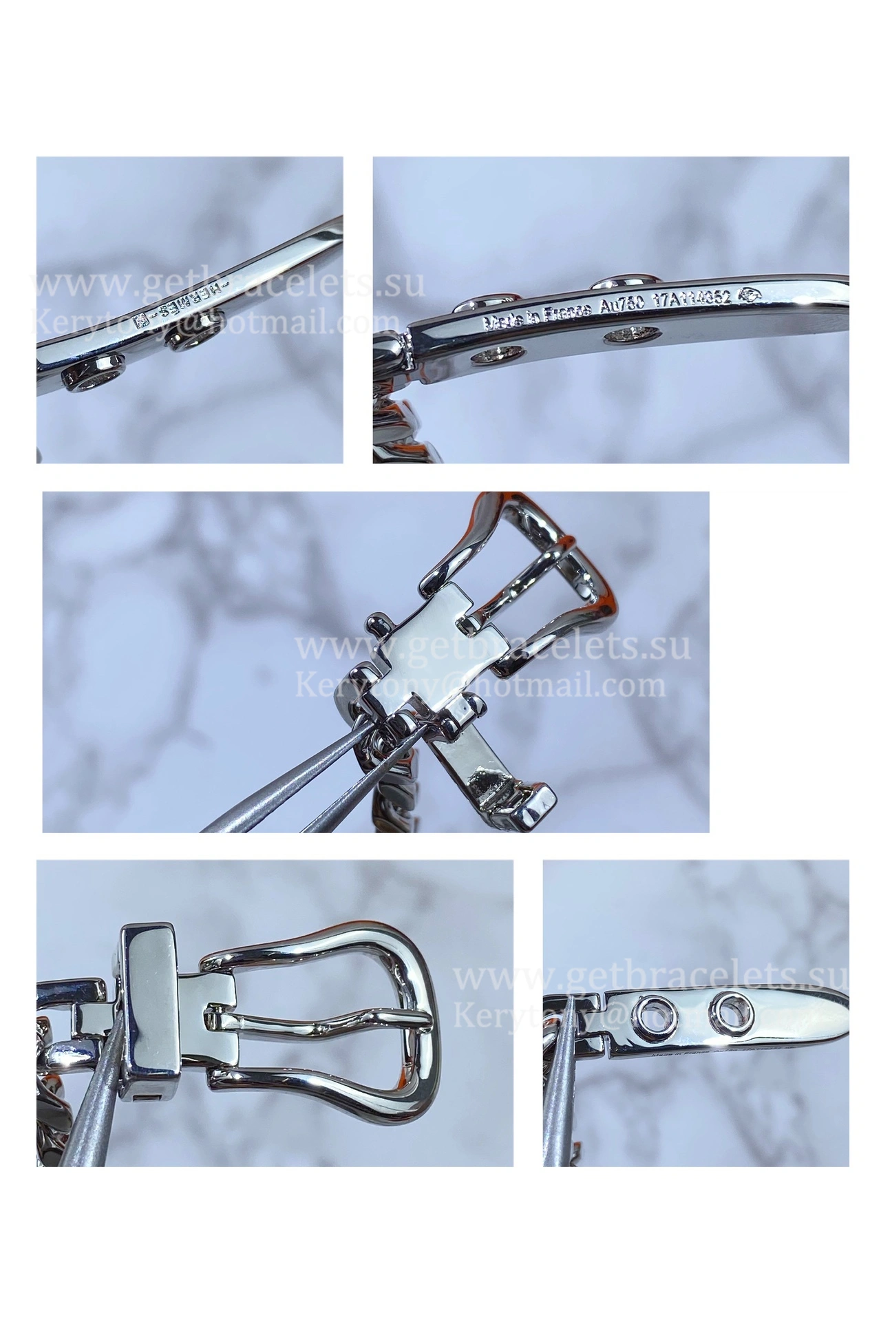 Hermes Womens Boucle Sellier Bracelet Silver Rose Gold UK Sale