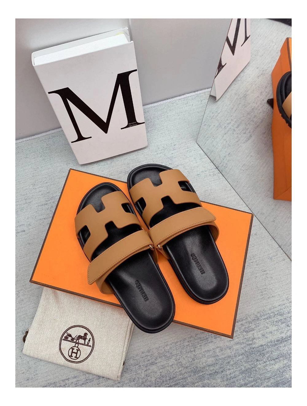 Hermes Women’s Chypre Sandals In Brown Calfskin