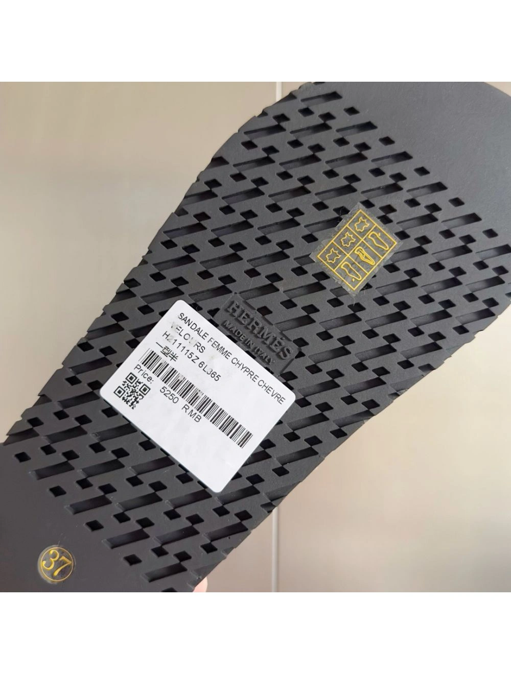 Hermes Women’s Chypre Sandals In Canvas with Black Leather