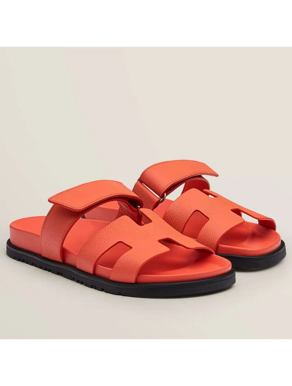 Hermes Women’s Chypre Sandals In Orange Epsom Calfskin