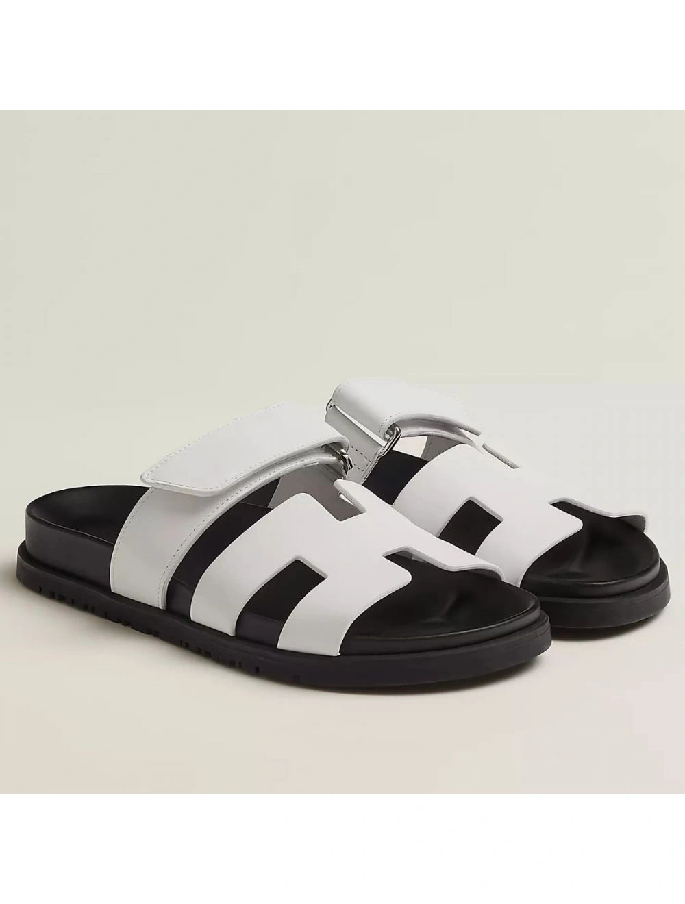 Hermes Women’s Chypre Sandals In White Calfskin