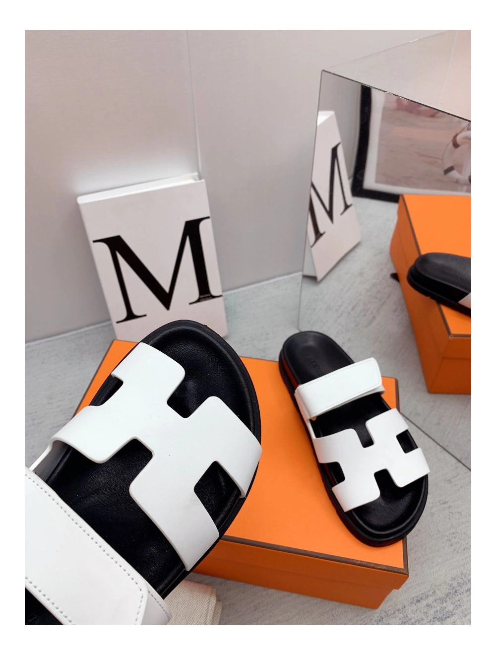 Hermes Women’s Chypre Sandals In White Calfskin