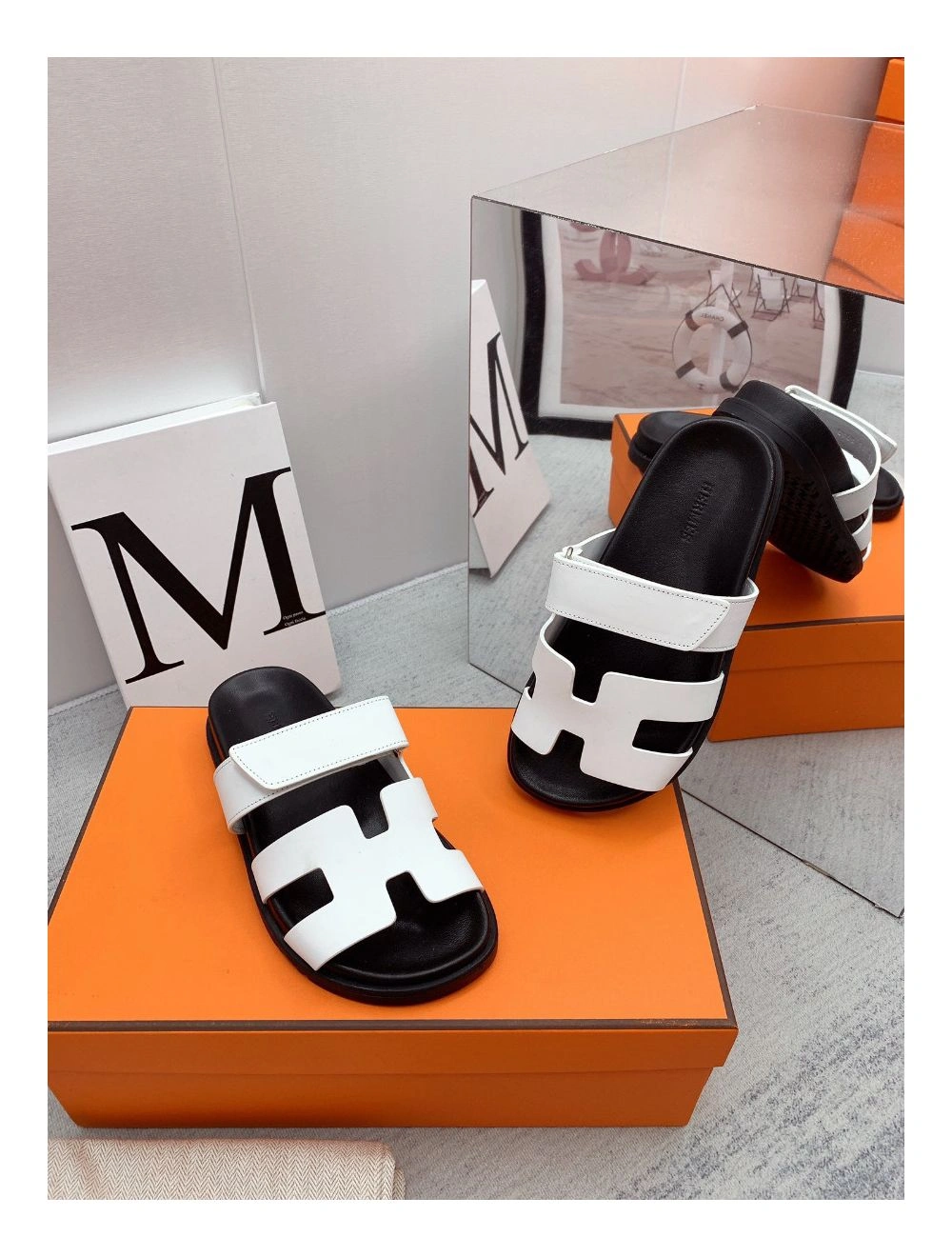 Hermes Women’s Chypre Sandals In White Calfskin