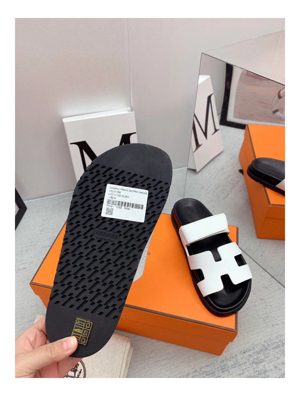 Hermes Women’s Chypre Sandals In White Calfskin