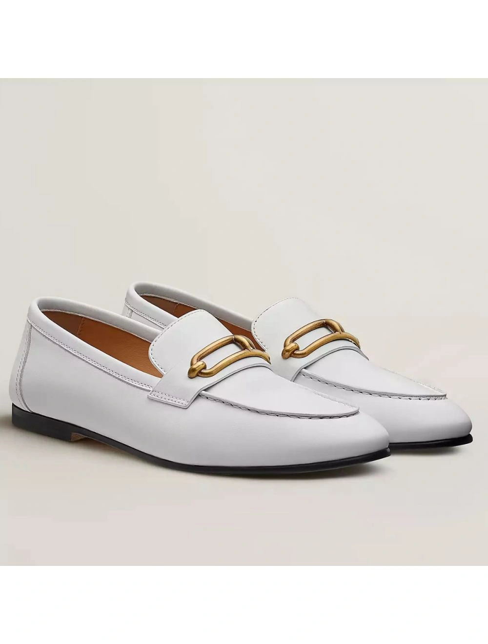 Hermes Women’s Colette Loafers in White Leather