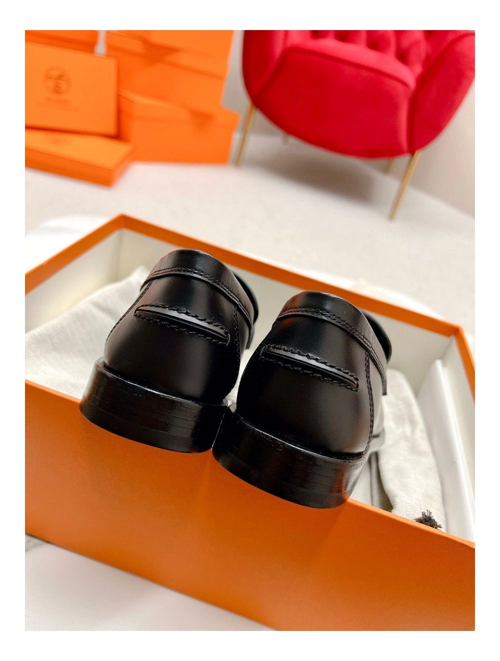 Hermes Women’s Destin Loafers in Black Leather